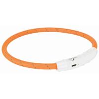 Trixie halsband hond flash lichthalsband usb tpu / nylon oranje Trixie halsband hond flash lichthalsband usb tpu / nylon oranje