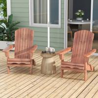 Opvouwbare Adirondack-Stoelset van 2 Fauteuil met Lattenbodem Hoge Rugleuning Accoudoirs Larges Maximale Belasting 180 kg