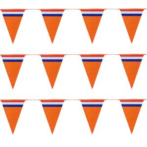 Bellatio Decorations Slinger oranje - 3 stuks - Holland vlaggenlijn - 10 meter   -