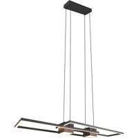 LED Hanglamp - Trion Zuru - 37W - Aanpasbare Kleur - Dimbaar - Rechthoek - Mat Zwart - Aluminium