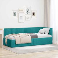 Hoekbedframe met hoofdeinde Turquoise 80 x 200 cm Fluweel