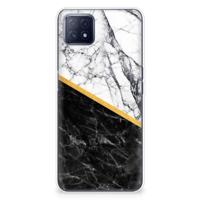 OPPO A53 5G | OPPO A73 5G | TPU | Siliconen hoesje | Marmer Wit Zwart - Origineel Cadeau Man