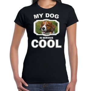 Kooiker honden t-shirt my dog is serious cool zwart voor dames