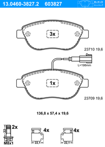 Remblokkenset, schijfrem ATE, u.a. für Fiat, Abarth, Lancia, Vauxhall, Opel