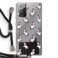 Eenhoorns overal: Samsung Galaxy Note 20 / Note 20 5G Transparant Hoesje met koord