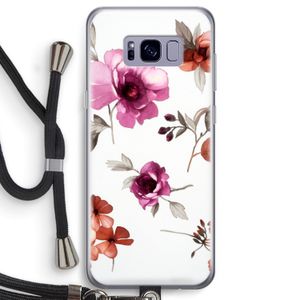 Geschilderde bloemen: Samsung Galaxy S8 Transparant Hoesje met koord