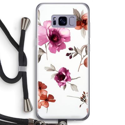 Geschilderde bloemen: Samsung Galaxy S8 Transparant Hoesje met koord