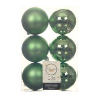 24x stuks kunststof kerstballen groen 8 cm glans/mat