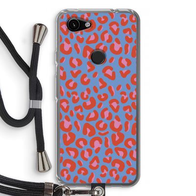 Leopard blue: Pixel 3a Transparant Hoesje met koord