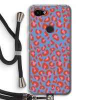 Leopard blue: Pixel 3a Transparant Hoesje met koord