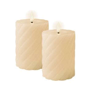 Luxe LED kaarsen/stompkaarsen - 2x - creme wit - D7,5 x H12,3 cm - timer