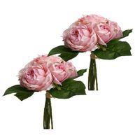 Atmosphera kunstbloemen 2 boeketten 9 roze rozen 30 cm