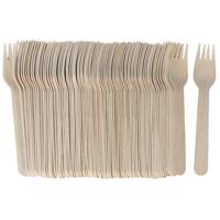 Gerimport Vorken - bamboe - 80x stuks - naturel - 16 cm - verjaardag/camping/bbq