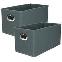 Set van 2x stuks opbergmand/kastmand 7 liter grijsblauw linnen 31 x 15 x 15 cm - thumbnail