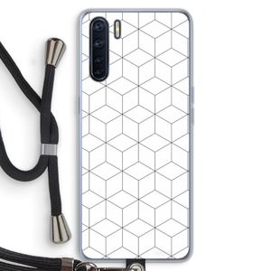 Zwart-witte kubussen: Oppo A91 Transparant Hoesje met koord
