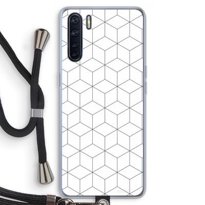 Zwart-witte kubussen: Oppo A91 Transparant Hoesje met koord