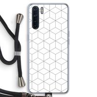 Zwart-witte kubussen: Oppo A91 Transparant Hoesje met koord