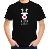 Kerst t-shirt voor kinderen - team Rudolf - zwart - thumbnail