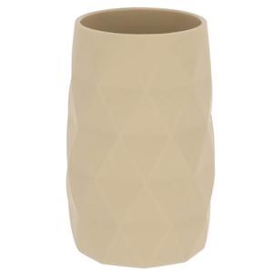 Badkamer Tandenborstelbeker Diamond - beige - kunststof - 6 x 12 cm