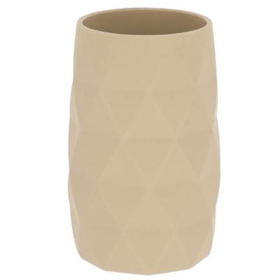 Badkamer Tandenborstelbeker Diamond - beige - kunststof - 6 x 12 cm