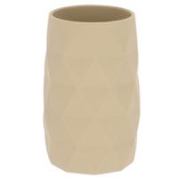 Badkamer Tandenborstelbeker Diamond - beige - kunststof - 6 x 12 cm
