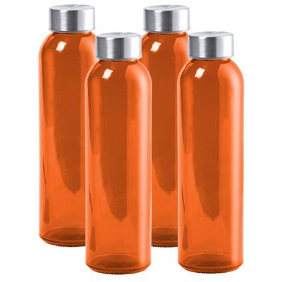 Waterfles/drinkfles AQUAMAN - 4x - glas - Oranje - met RVS dop - 500 ml - Sportfles - Bidon Waterfles/drinkfles AQUAMAN - 4x - glas - Oranje - met RVS dop - 500 ml - Sportfles - Bidon