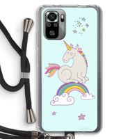Regenboog eenhoorn: Xiaomi Redmi Note 10S Transparant Hoesje met koord