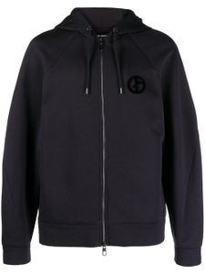 Giorgio Armani hoodie zippé à logo brodé - Bleu