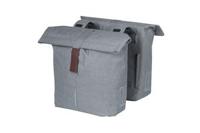 Basil city dubbele fietstas grijs, waterafstotend, geschikt voor e-bikes, reflecterend, 28-32l