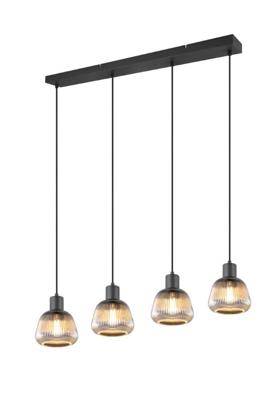 Trio Eettafel hanglampTarifa met geribbeld glas - 362800432