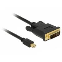 Delock 83989 DisplayPort-kabel Mini-displayport / DVI Aansluitkabel Mini DisplayPort-stekker, DVI-D 24+1-polige stekker 2 m Zwart Vergulde steekcontacten,