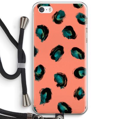 Pink Cheetah: iPhone 5 / 5S / SE Transparant Hoesje met koord