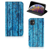 Apple iPhone 11 Book | Wallet Case | Wood Blue Apple iPhone 11 Book | Wallet Case | Wood Blue