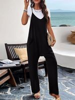 Casual Loose Spaghetti Plain Jumpsuit