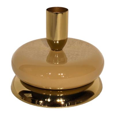 Kandelaar goud/beige emaille 10x10x8,5cm