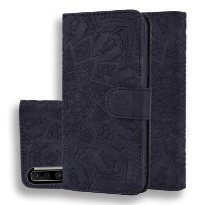 Voor Galaxy A30s/A50s kalf patroon Mandala dubbele vouwen ontwerp reliëf lederen draagtas met portemonnee & houder & kaartsleuven (zwart) Voor Galaxy A30s/A50s kalf patroon Mandala dubbele vouwen ontwerp reliëf lederen draagtas met portemonnee & houder & kaartsleuven (zwart)