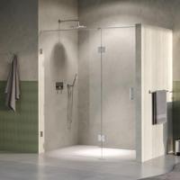 Brauer Void - Nisdeur - 2-Delig - Helder Glas - 170 x 200 cm - Omkeerbaar - met Draaideur 70 cm - Aan Glas - incl. Glascoating - PVD RVS-Kleurig