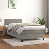 Boxspring met matras fluweel lichtgrijs 90x190 cm
