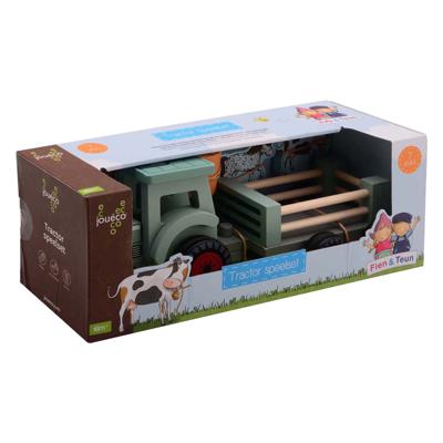 Johntoy Fien & teun houten tractor met accesoires - 7dlg.