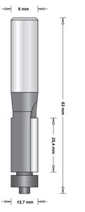 8 MM KANTENFREES MET ONDERLAGER 12.7X63