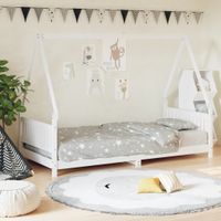 Kinderbedframe 90x190 cm massief grenenhout wit - thumbnail