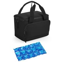 Kleine koeltas/lunch tas - incl. koelelement - 24 x 17 x 17 cm - 2 vakken - zwart