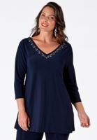 Yoek Tuniek flare met kralen | Blauw | Maat Plus