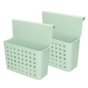 Plasticforte Badkamerrekje - 2x stuks - mintgroen - douche opbergmandje - 26x24 cm