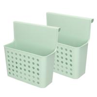 Plasticforte Badkamerrekje - 2x stuks - mintgroen - douche opbergmandje - 26x24 cm