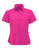 Fuchsia gekleurd dames overhemd met korte mouwen   -