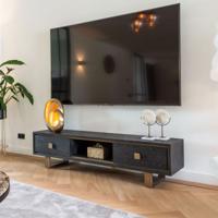 Richmond TV-meubel Hunter Eiken - Zwart / Goud, 190cm