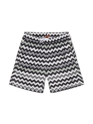 Missoni Kids short de bain bicolore à lien de resserrage - Noir