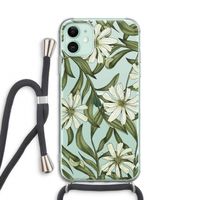 Wit bloemenpatroon: iPhone 11 Transparant Hoesje met koord