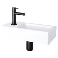 Differnz Ravo fonteinset links - keramiek - kraan recht - 38.5 x 18.5 x 9.5 cm - mat zwart Differnz Ravo fonteinset links - keramiek - kraan recht - 38.5 x 18.5 x 9.5 cm - mat zwart